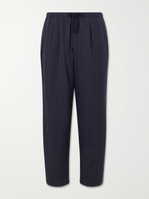 Straight-Leg Silk-Gabardine Drawstring Trousers Straight-Leg Silk-Gabardine Drawstring Trousers