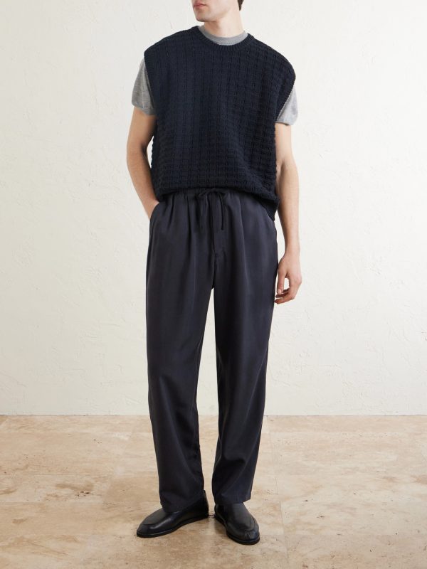 Straight-Leg Silk-Gabardine Drawstring Trousers - OU Straight-Leg Silk-Gabardine Drawstring Trousers - OU