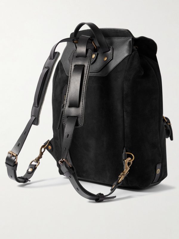 Zibeline Suede and Full-Grain Leather Backpack - BK Zibeline Suede and Full-Grain Leather Backpack - BK