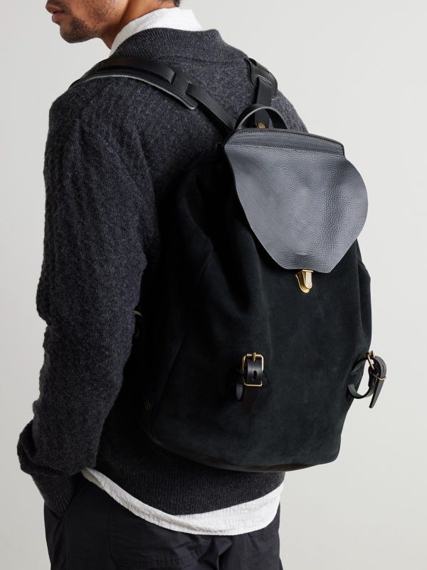 Zibeline Suede and Full-Grain Leather Backpack - OU Zibeline Suede and Full-Grain Leather Backpack - OU