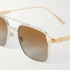 Santos Aviator-Style Gold and Silver-Tone Titanium Sunglasses - CU