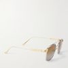 Santos Aviator-Style Gold and Silver-Tone Titanium Sunglasses - FR