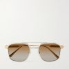 Santos Aviator-Style Gold and Silver-Tone Titanium Sunglasses