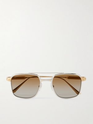 Santos Aviator-Style Gold and Silver-Tone Titanium Sunglasses