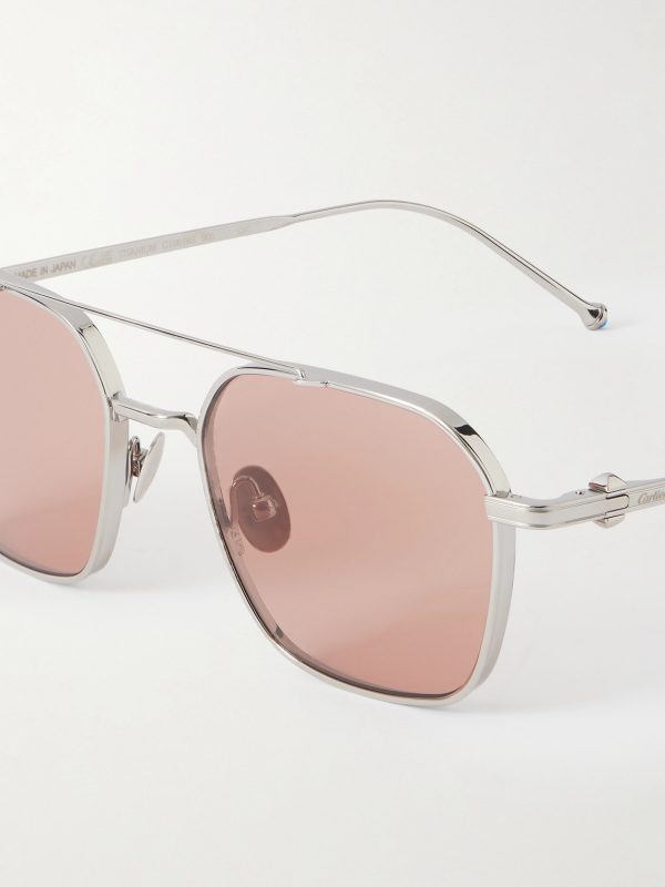 Pasha Aviator-Style Silver-Tone Sunglasses - CU Pasha Aviator-Style Silver-Tone Sunglasses - CU