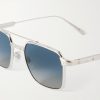 Santos de Cartier Aviator-Style Silver-Tone Sunglasses - CU Santos de Cartier Aviator-Style Silver-Tone Sunglasses - CU