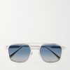 Santos de Cartier Aviator-Style Silver-Tone Sunglasses Santos de Cartier Aviator-Style Silver-Tone Sunglasses