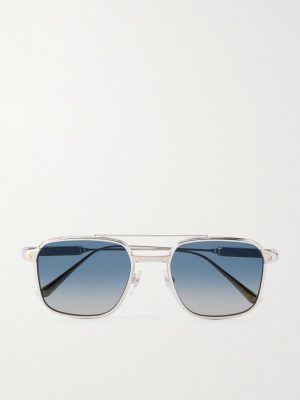 Santos de Cartier Aviator-Style Silver-Tone Sunglasses