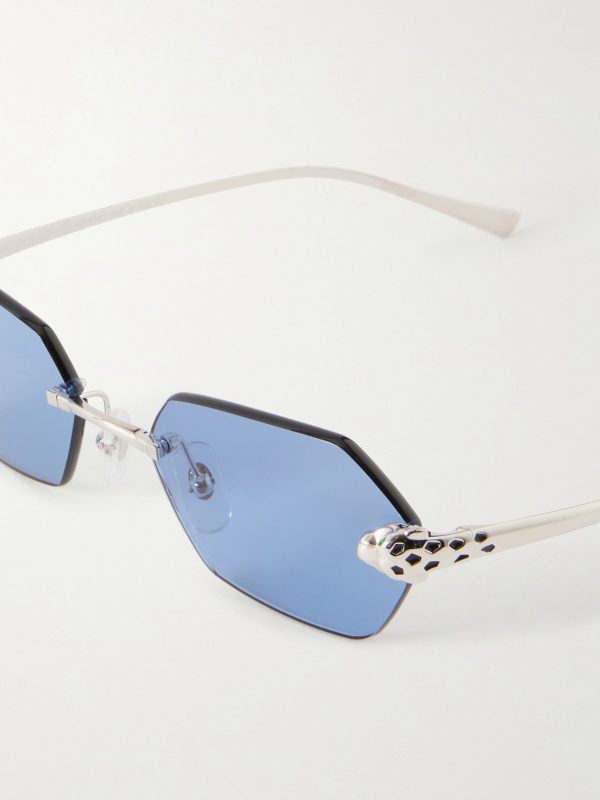 Panthère de Cartier Rimless Silver-Tone Sunglasses - CU