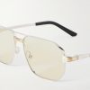 Santos Aviator-Style Silver-Tone Sunglasses - CU