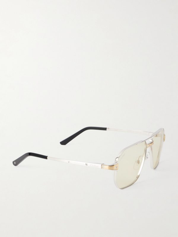Santos Aviator-Style Silver-Tone Sunglasses - FR