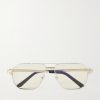 Santos Aviator-Style Silver-Tone Sunglasses