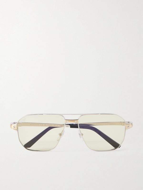 Santos Aviator-Style Silver-Tone Sunglasses