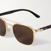 Aviator-Style Gold- and Palladium-Tone and Tortoiseshell Acetate Sunglasses - CU