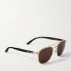 Aviator-Style Gold- and Palladium-Tone and Tortoiseshell Acetate Sunglasses - FR