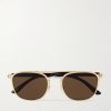 Aviator-Style Gold- and Palladium-Tone and Tortoiseshell Acetate Sunglasses