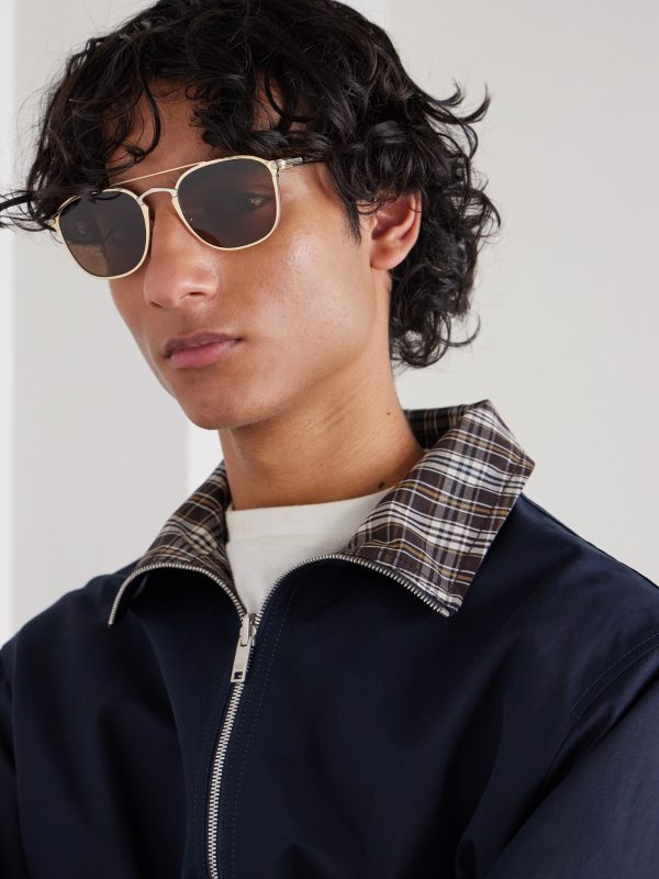 Aviator-Style Gold- and Palladium-Tone and Tortoiseshell Acetate Sunglasses - OU