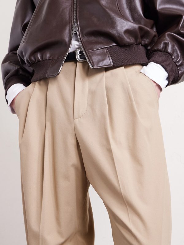 Montauk Tapered Pleated Cotton-Twill Trousers - E1 Montauk Tapered Pleated Cotton-Twill Trousers - E1