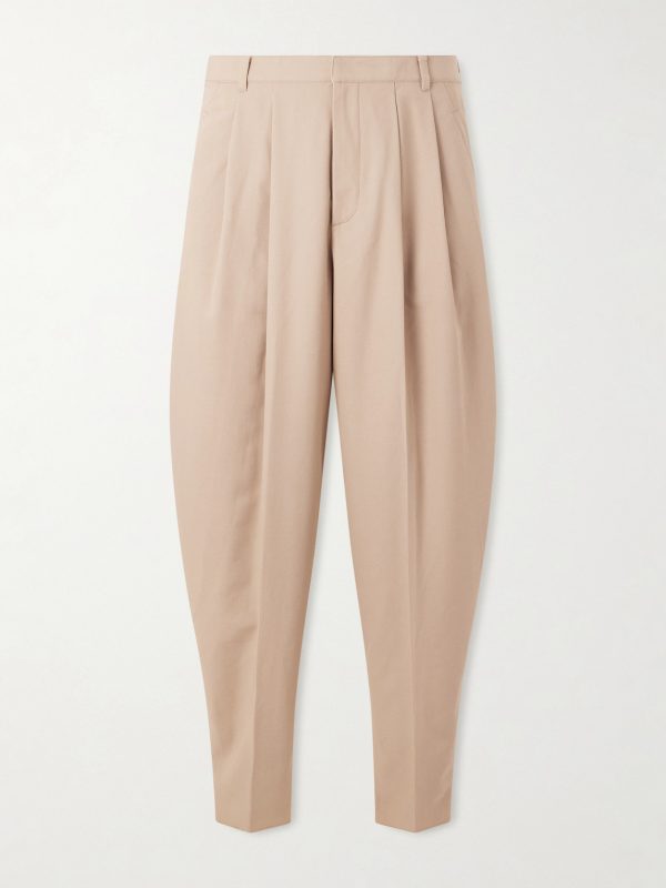 Montauk Tapered Pleated Cotton-Twill Trousers Montauk Tapered Pleated Cotton-Twill Trousers