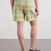 Straight-Leg Checked Linen Shorts - BK Straight-Leg Checked Linen Shorts - BK