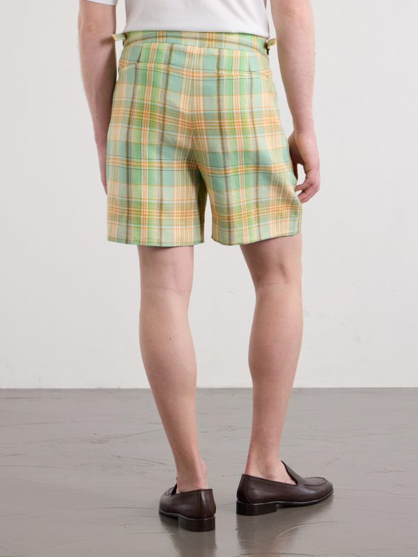 Straight-Leg Checked Linen Shorts - BK Straight-Leg Checked Linen Shorts - BK