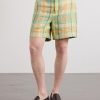 Straight-Leg Checked Linen Shorts - FR Straight-Leg Checked Linen Shorts - FR