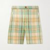 Straight-Leg Checked Linen Shorts Straight-Leg Checked Linen Shorts