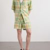 Straight-Leg Checked Linen Shorts - OU Straight-Leg Checked Linen Shorts - OU