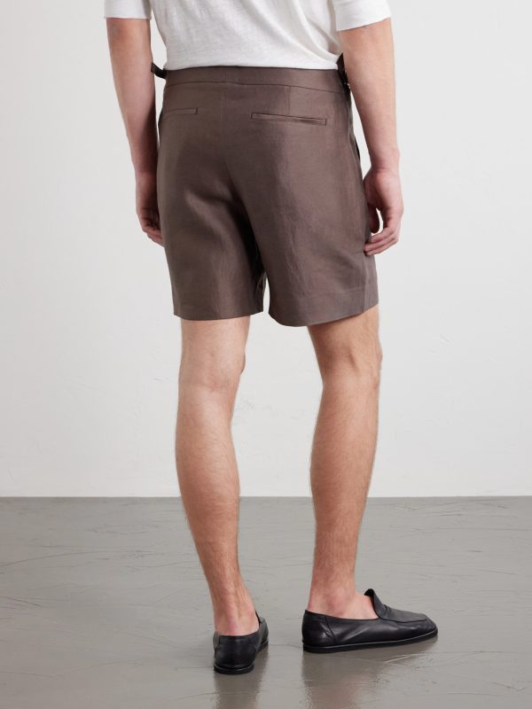 Straight-Leg Linen-Twill Shorts - BK