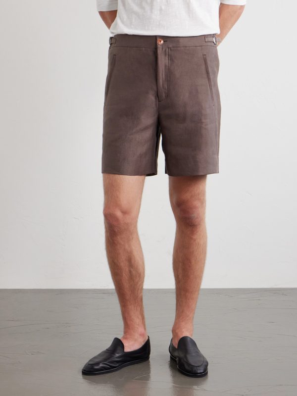 Straight-Leg Linen-Twill Shorts - FR