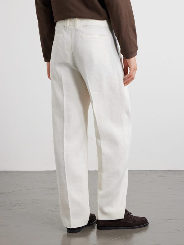 Straight-Leg Linen-Twill Trousers - BK Straight-Leg Linen-Twill Trousers - BK