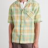 Convertible-Collar Checked Linen Shirt - FR Convertible-Collar Checked Linen Shirt - FR