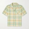 Convertible-Collar Checked Linen Shirt Convertible-Collar Checked Linen Shirt