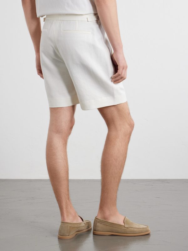 Straight-Leg Linen-Twill Shorts - BK Straight-Leg Linen-Twill Shorts - BK