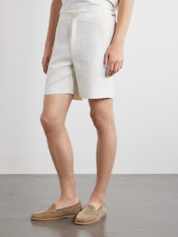 Straight-Leg Linen-Twill Shorts - FR Straight-Leg Linen-Twill Shorts - FR