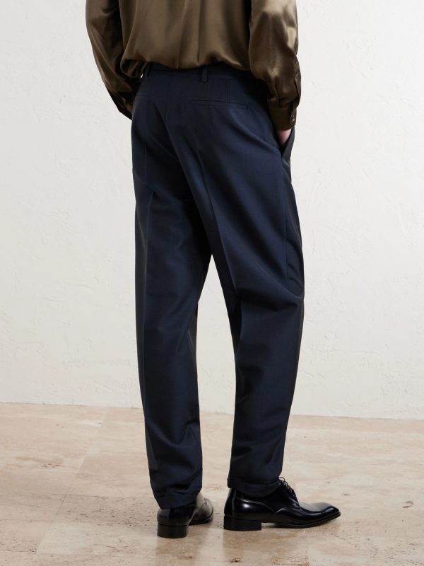 Tapered Pleated Wool and Mohair-Blend Trousers - BK Tapered Pleated Wool and Mohair-Blend Trousers - BK