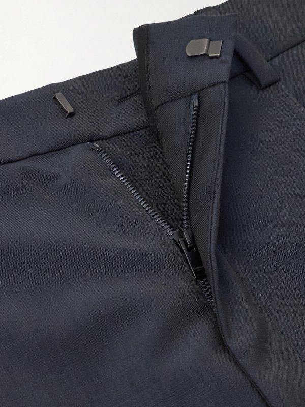 Tapered Pleated Wool and Mohair-Blend Trousers - E1 Tapered Pleated Wool and Mohair-Blend Trousers - E1