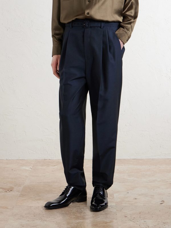 Tapered Pleated Wool and Mohair-Blend Trousers - FR Tapered Pleated Wool and Mohair-Blend Trousers - FR
