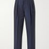 Tapered Pleated Wool and Mohair-Blend Trousers Tapered Pleated Wool and Mohair-Blend Trousers