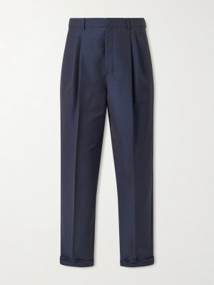 Tapered Pleated Wool and Mohair-Blend Trousers Tapered Pleated Wool and Mohair-Blend Trousers