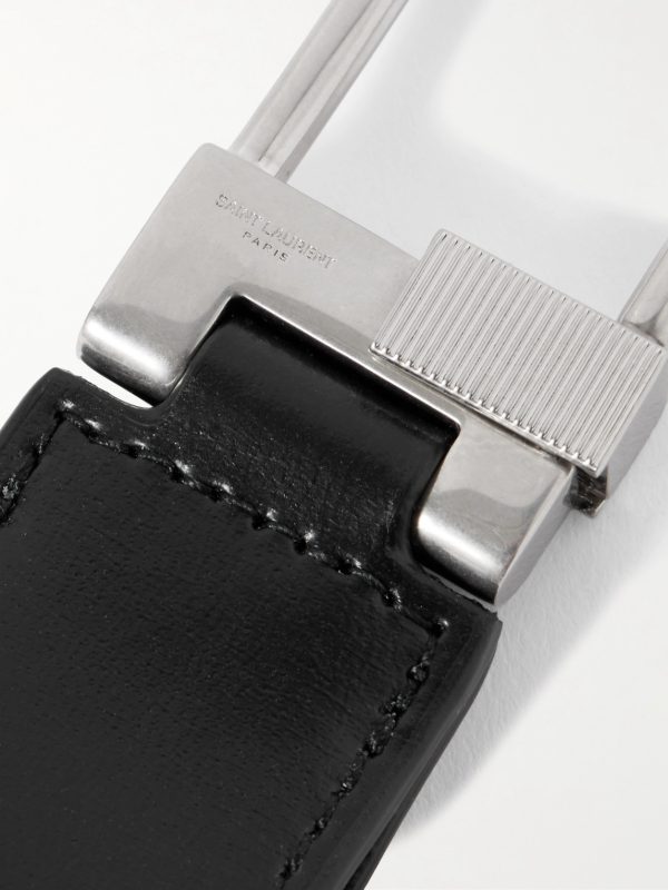 Tiny Cassandre Logo-Embellished Leather and Silver-Tone Key Fob - CU Tiny Cassandre Logo-Embellished Leather and Silver-Tone Key Fob - CU