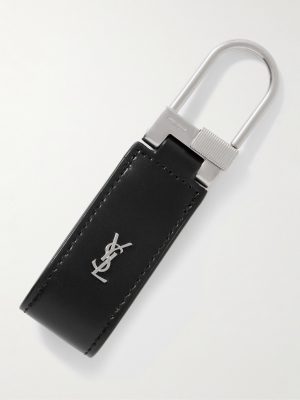 Tiny Cassandre Logo-Embellished Leather and Silver-Tone Key Fob Tiny Cassandre Logo-Embellished Leather and Silver-Tone Key Fob