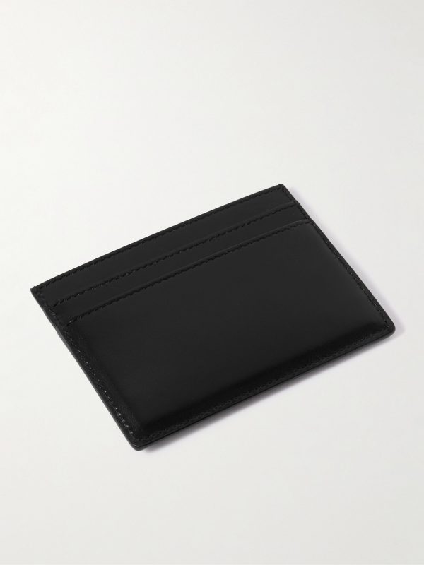 Tiny Cassandre Logo-Appliquéd Leather Cardholder - BK Tiny Cassandre Logo-Appliquéd Leather Cardholder - BK
