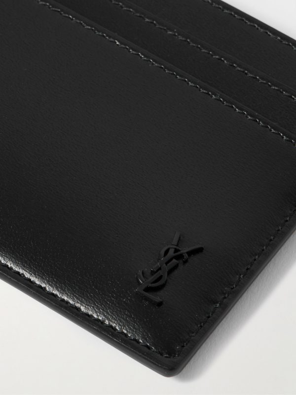 Tiny Cassandre Logo-Appliquéd Leather Cardholder - CU Tiny Cassandre Logo-Appliquéd Leather Cardholder - CU