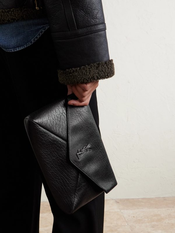 Logo-Embellished Full-Grain Leather Pouch - E2 Logo-Embellished Full-Grain Leather Pouch - E2