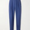 Tapered Belted Pleated Silk Trousers Tapered Belted Pleated Silk Trousers