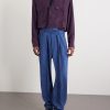Tapered Belted Pleated Silk Trousers - OU Tapered Belted Pleated Silk Trousers - OU