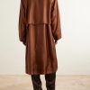 Double-Breasted Silk Trench Coat - BK