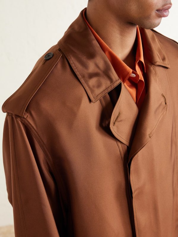 Double-Breasted Silk Trench Coat - CU