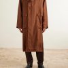 Double-Breasted Silk Trench Coat - FR